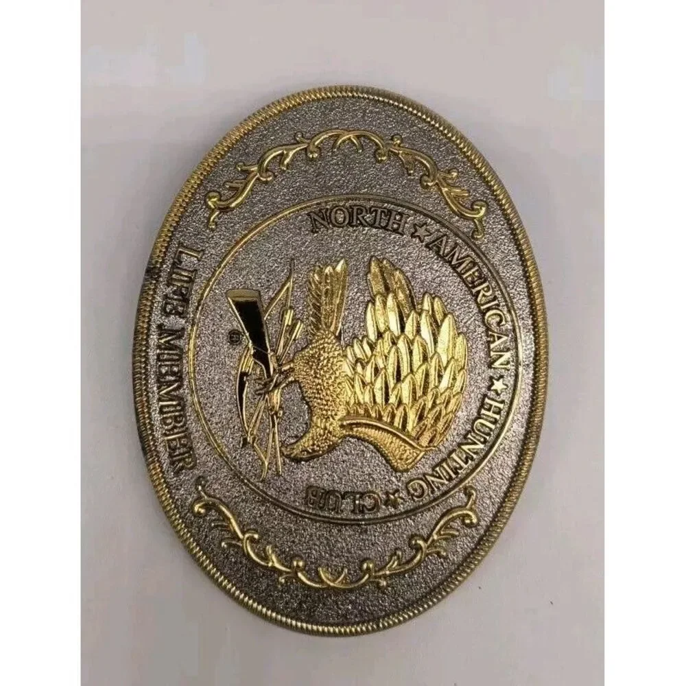 Vintage North American Hunting Club Life Member Belt Buckle